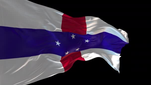 Animation National Flag Netherlands Antilles Waving Wind Alpha Channel Present — Stock Video