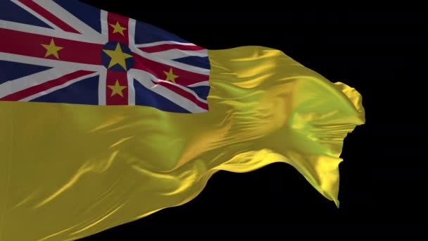 Animation Der Nationalflagge Von Niue Die Wind Weht Der Alpha — Stockvideo
