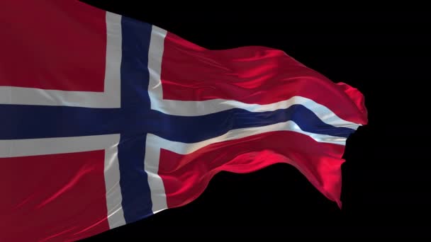 Animation Der Norwegischen Nationalflagge Die Wind Weht Der Alpha Kanal — Stockvideo