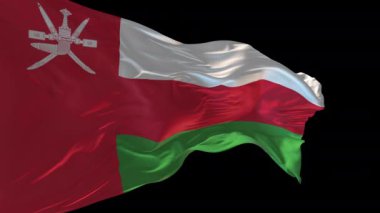 Umman 'ın rüzgarda sallanan ulusal bayrağının 3D animasyonu. Alfa kanalı mevcut..