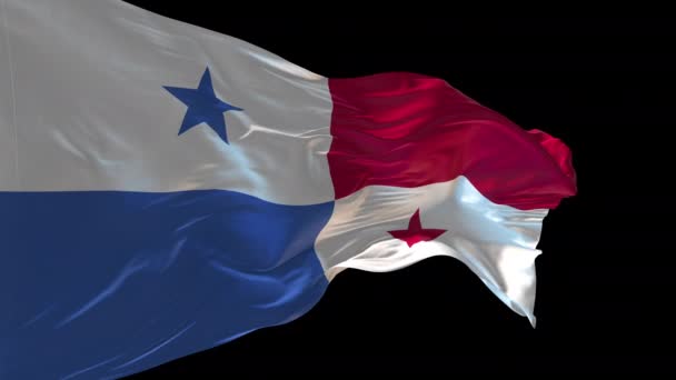 Animation Den Nationella Flaggan Panama Vinkar Vinden Alfakanalen Närvarande — Stockvideo