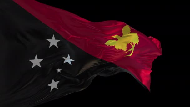 Animation National Flag Papua New Guinea Waving Wind Alpha Channel — Stock Video