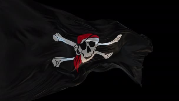 Animace Národní Vlajky Pirate Flag Mávající Větru Alfa Kanál Přítomen — Stock video