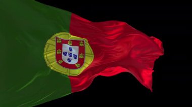 Rüzgarda sallanan Portekiz bayrağının 3D animasyonu. Alfa kanalı mevcut..