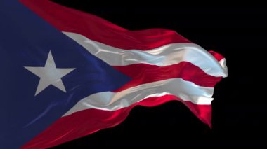 Porto Riko 'nun rüzgarda sallanan ulusal bayrağının 3D animasyonu. Alfa kanalı mevcut..