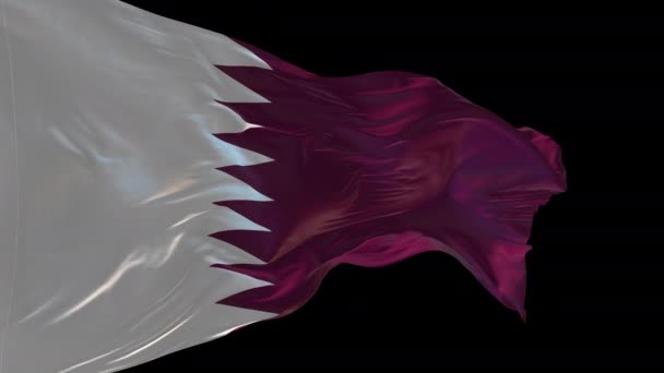 Animação Bandeira Nacional Qatar Acenando Vento Canal Alfa Está Presente — Vídeo de Stock
