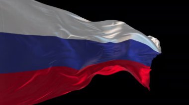 Rusya 'nın rüzgarda dalgalanan ulusal bayrağının 3D animasyonu. Alfa kanalı mevcut..