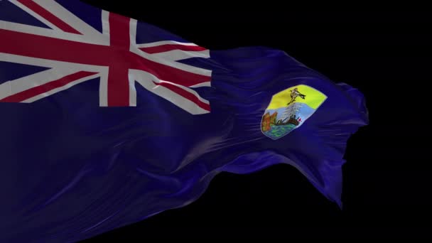 Animace Národní Vlajky Svaté Heleny Vlnící Větru Alfa Kanál Přítomen — Stock video