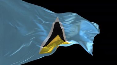 Saint Lucia 'nın rüzgarda dalgalanan ulusal bayrağının 3D animasyonu. Alfa kanalı mevcut..