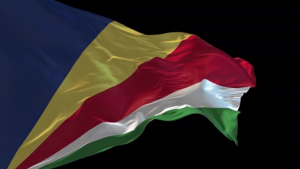 Трехмерная Анимация Государственного Флага Сейшельских Островов Машущего Ветром Альфа Канал — стоковое видео