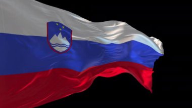 Rüzgarda sallanan Slovenya bayrağının 3D animasyonu. Alfa kanalı mevcut..