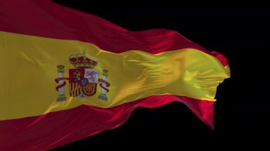 İspanya bayrağının rüzgarda dalgalanan 3D animasyonu. Alfa kanalı mevcut..