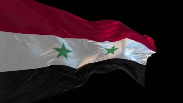 Анимация Национального Флага Сирии Размахивающего Ветром Альфа Канал Присутствует — стоковое видео