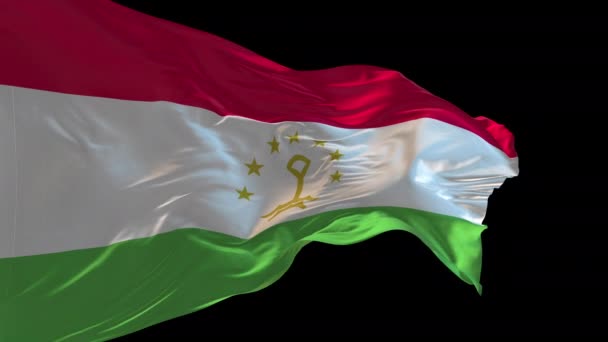 Animação Bandeira Nacional Tajiquistão Acenando Vento Canal Alfa Está Presente — Vídeo de Stock