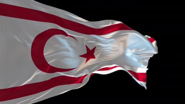 Animation Den Turkiska Republiken Norra Cyperns Nationella Flagga Vinkar Vinden — Stockvideo