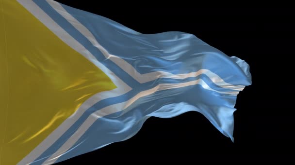 Анимация Государственного Флага Тувы Машущего Ветром Альфа Канал Присутствует — стоковое видео