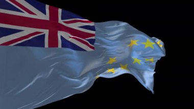 Tuvalu 'nun rüzgarda dalgalanan ulusal bayrağının 3D animasyonu. Alfa kanalı mevcut..