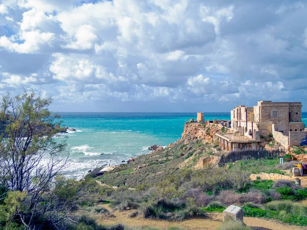 stock image Golden Bay beach, Maltese islands. landscape. windy cloudy weather