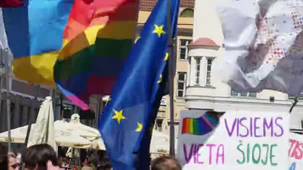 Tallinn Estonia June 2023 Paradă Libertății Diversității Homosexuale Participanți Fericiți — Videoclip de stoc