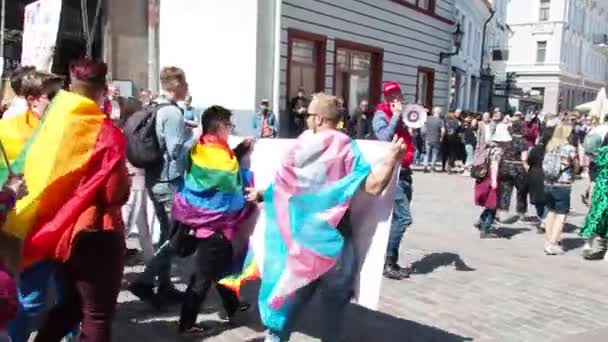 Таллин Эстония Июня 2023 Года Гей Парад Свободы Разнообразия Счастливые — стоковое видео