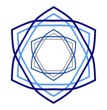 Büyücü David 'in yıldızı antik Yahudi İsrail kutsal sembolü modern doğrusal sanat tarzı vektör simgesi beyaza izole edildi. Altıgen yıldız logosu. Yahudilik dini. Hexagram mavi işareti..