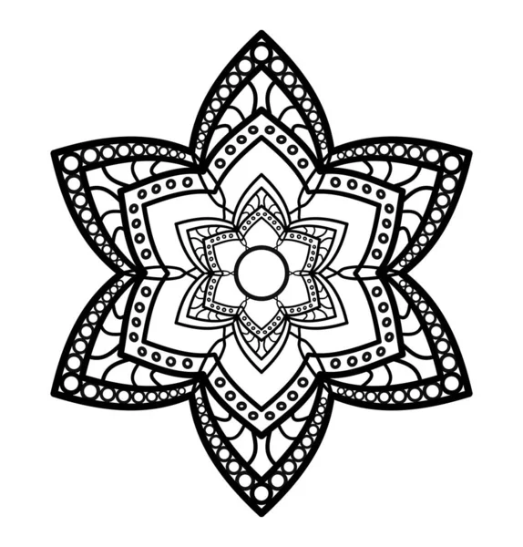 Czarny Zarys Mandali Mehendi Projekt Tatuażu Kolorowanki Książki Dekoracyjne Okrągłe — Wektor stockowy