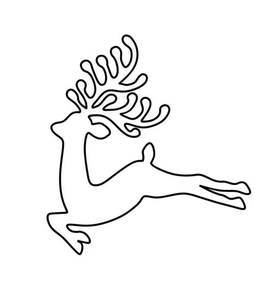 Reindeer Deer Stencil Draw Antlers Horns Merry Christmas Silhouette Happy — 스톡 벡터