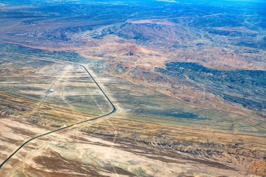 Aerial view of a road in the highlands of the Atacama Desert, Chile