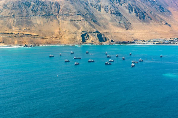 Вид Воздуха Рыбацкие Лодки Побережье Икике Чили — стоковое фото
