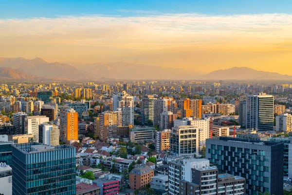 Vista Elevada Distrito Providencia Pôr Sol Santiago Chile — Fotografia de Stock