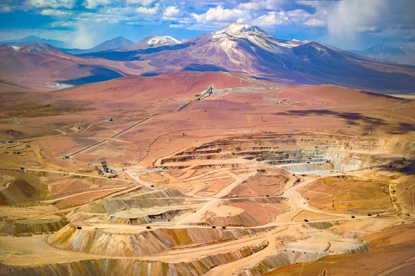 Vista Aérea Uma Mina Cobre Altiplano Deserto Atacama Norte Chile — Fotografia de Stock