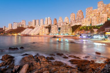 Skyline of buildings at the coastal city of Renaca at Valparaiso Region, Chile