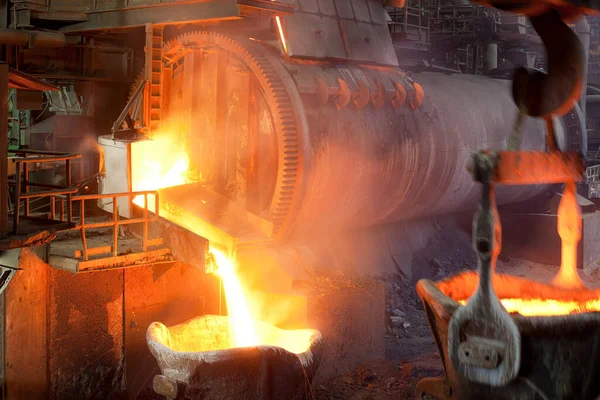 Pouring Molten Copper Copper Smelter Chile — Stock Photo, Image