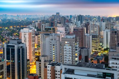 Sao Paulo dusk, Brezilya, Güney Amerika, panoramik manzaralı