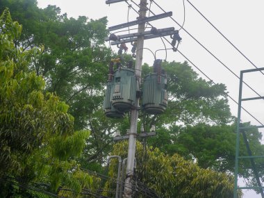 power pole with big circuit box