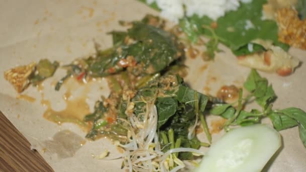 Pecel Rice Traditional Indonesian Food Consisting Vegetables Bean Sprouts Mustard — Stock Video