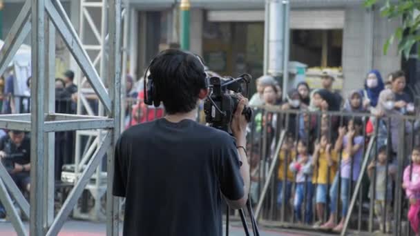 Malang Indonezja Maja 2023 Operator Filmowy Podczas Festiwalu — Wideo stockowe