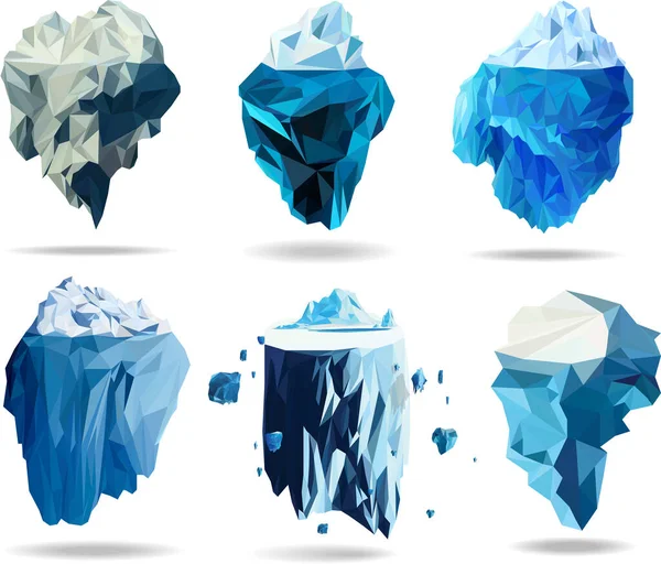 Abstrait Jeu Icônes Faible Vecteur Poly Modélisation Ice Berg — Image vectorielle