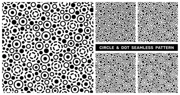 Geometric Black White Seamless Dot Circle Pattern Decorative Print Design Stok Vektör