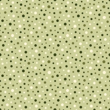 Zeytin yeşili gölgelerde lekesiz benekli desen. Değişen boyutlardaki noktalar bej ve yeşil arka planda gösterilir. Minimalist tasarım. Doğa konsepti, tekstil ve ambalaj için mükemmel