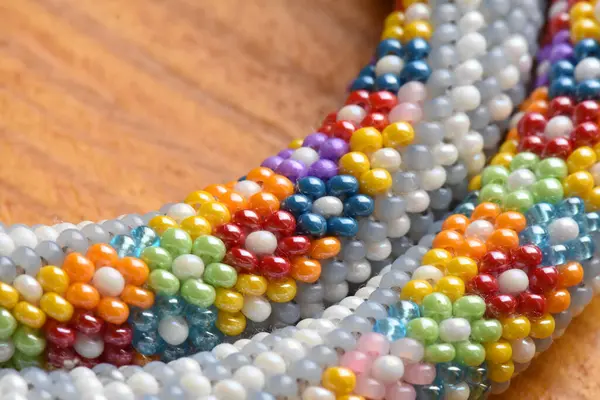 Elemento Collar Hecho Mano Perlas Como Pasatiempo Costura Patrón Étnico —  Fotos de Stock