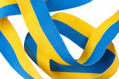 Ulusal Ukrayna bayrağı şeridi. Ukrayna sembolleri. Ukrayna 'nın yanında dur. Beyaz arkaplanda izole et.