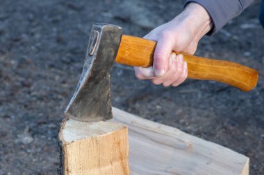 Bir oduncu baltayla odun keser. Kesip biçmek için tasarlanmış bir alet. Odun topluyorum..