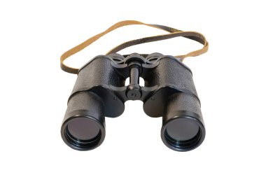 Askeri dürbünler beyaz bir arkaplanda izole edilmiş. Bu bir ön görüş..