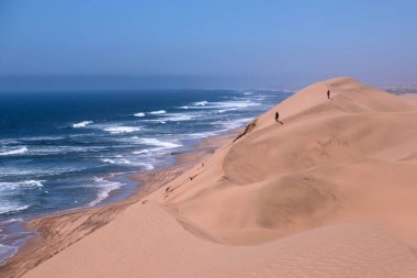 Namib Çölü ve Atlantik Okyanusu 'nun kum tepeleri, Sandviç Limanı, Namib Naukluft Parkı, Namibya, Afrika