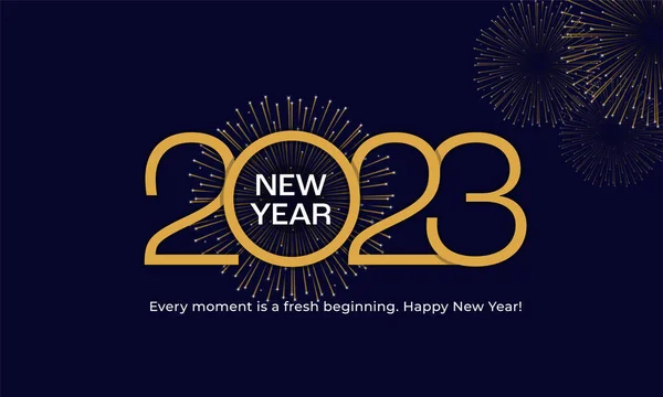 2023 Gelukkig Nieuwjaar Poster Achtergrond Golden Elegant Stijlvolle Typografie Line — Stockvector