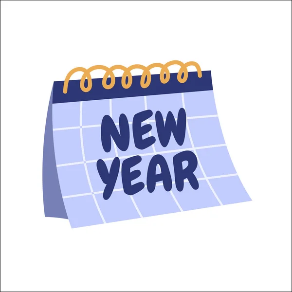 Gelukkig Nieuwjaar Tekst Kantoor Kalender Datum Vector Illustratie — Stockvector