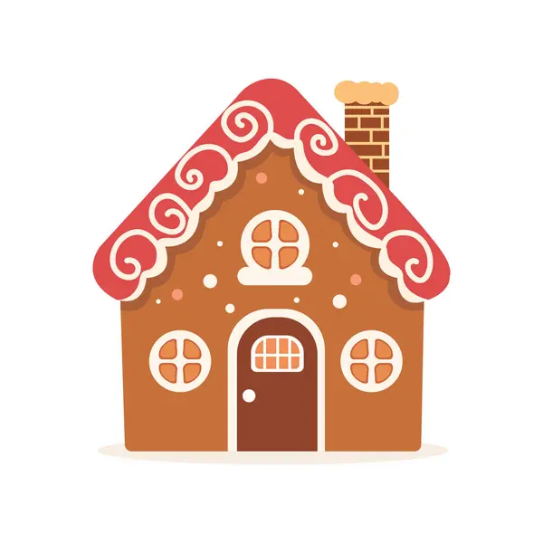 Gingerbread House Winter Cookie Met Decoratieve Zoete Glazuur Snoep Vector Stockvector