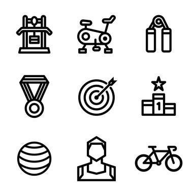 Fitness Simgesi Ayarlandı. Düzenlenebilir felç. 4848 Piksel Mükemmel.