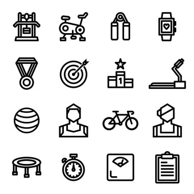 Fitness Simgesi Ayarlandı. Düzenlenebilir felç. 4848 Piksel Mükemmel.